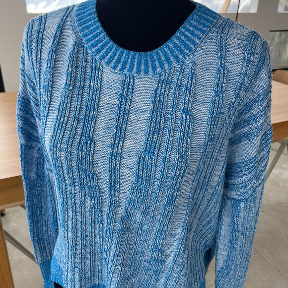 Anthropologie Pilcro Textured‎ High-Low Pullover Sweater Blue Women’s Sz Sm - Picture 2 of 7